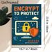 Cybersecurity Encryption Painting Poster, Vibrant Flat Graphic Design Poster, Features Lock, Shield And Computer With Circuit Elements, Delivers_maomaolike.com