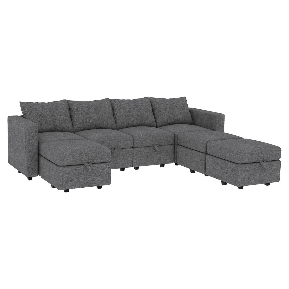 Livelylodge Modern L-Shaped Modular Sectional Sofa, Polyester Upholstery With Sturdy Wooden Frame, Comfortable Couch For Living Room Or Office, Space-Saving Design 109''L X 78''W X 34''H_maomaolike.com