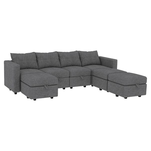 Livelylodge Modern L-Shaped Modular Sectional Sofa, Polyester Upholstery With Sturdy Wooden Frame, Comfortable Couch For Living Room Or Office, Space-Saving Design 109''L X 78''W X 34''H_maomaolike.com