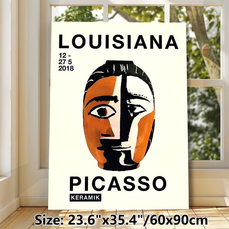 Picasso Abstract Cubist Face Painting Poster, Bold Color-blocked Art Exhibition Poster, Stylish Modern Art Decor Ideal For Living Room, Studio Wall_maomaolike.com