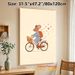 Cycling Mouse Painting Poster, Soft-toned Cute Cartoon Poster, Whimsical Design Featuring Mouse In Striped Outfit Riding Bike With Bread Basket And_maomaolike.com