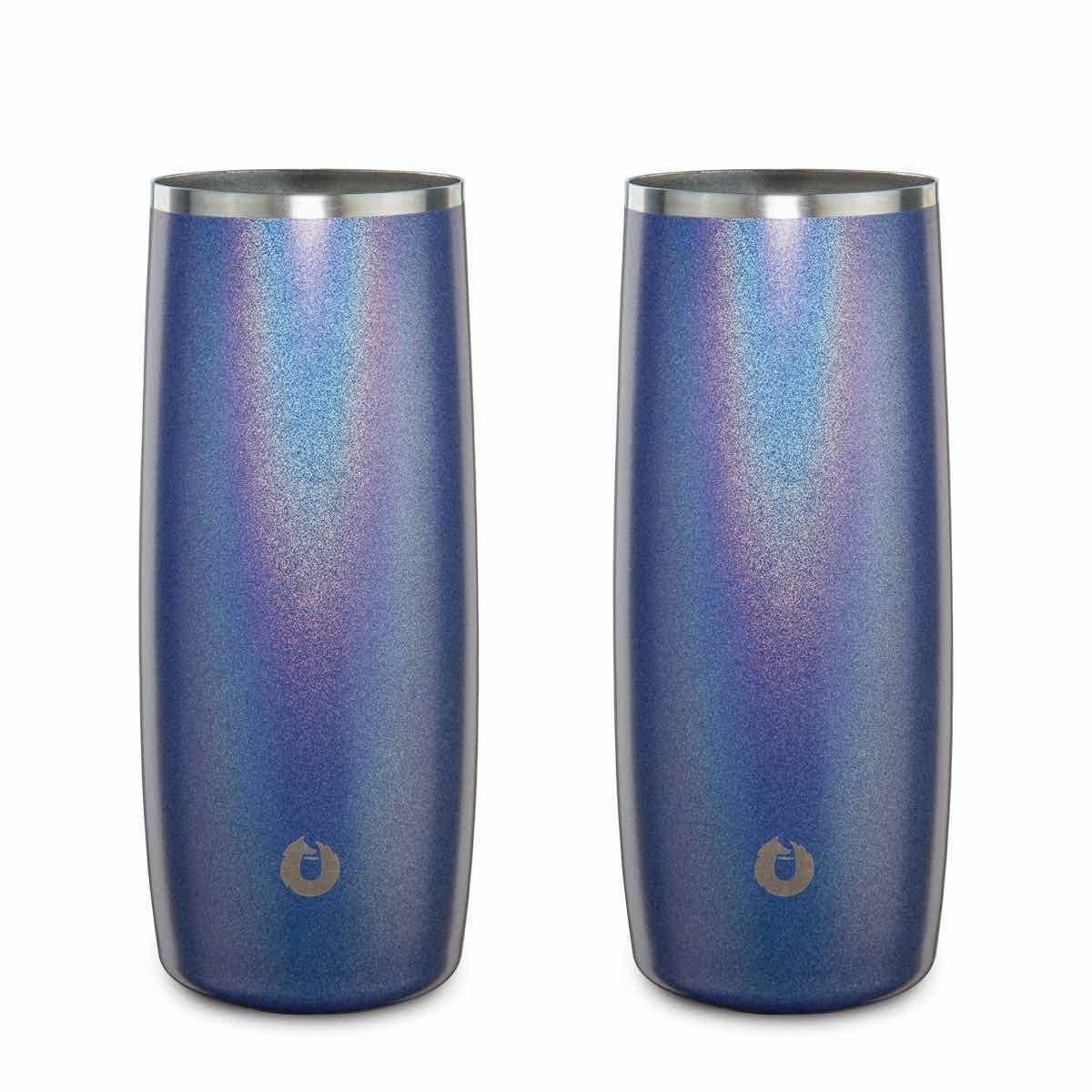 Stainless Steel Highball Cocktail Glass Set, Set Of 2 - Shimmer Blue_maomaolike.com