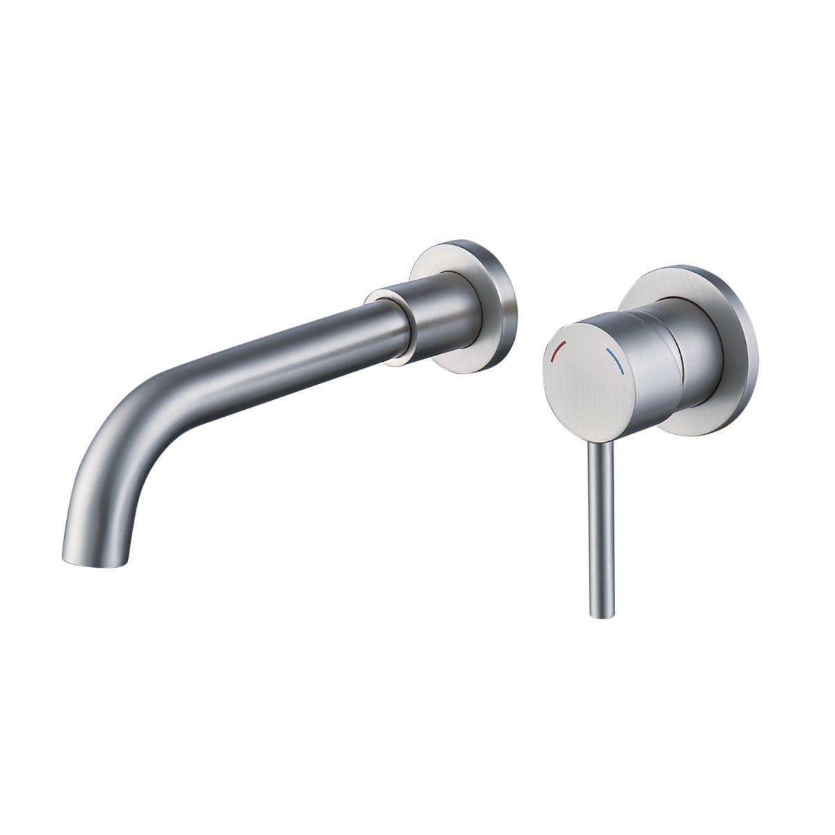 Wall Mount Faucet For Bathroom Sink Or Bathtub, Single Handle 2 Holes Brass Rough-in Valve Included, Brushed Nickel_maomaolike.com