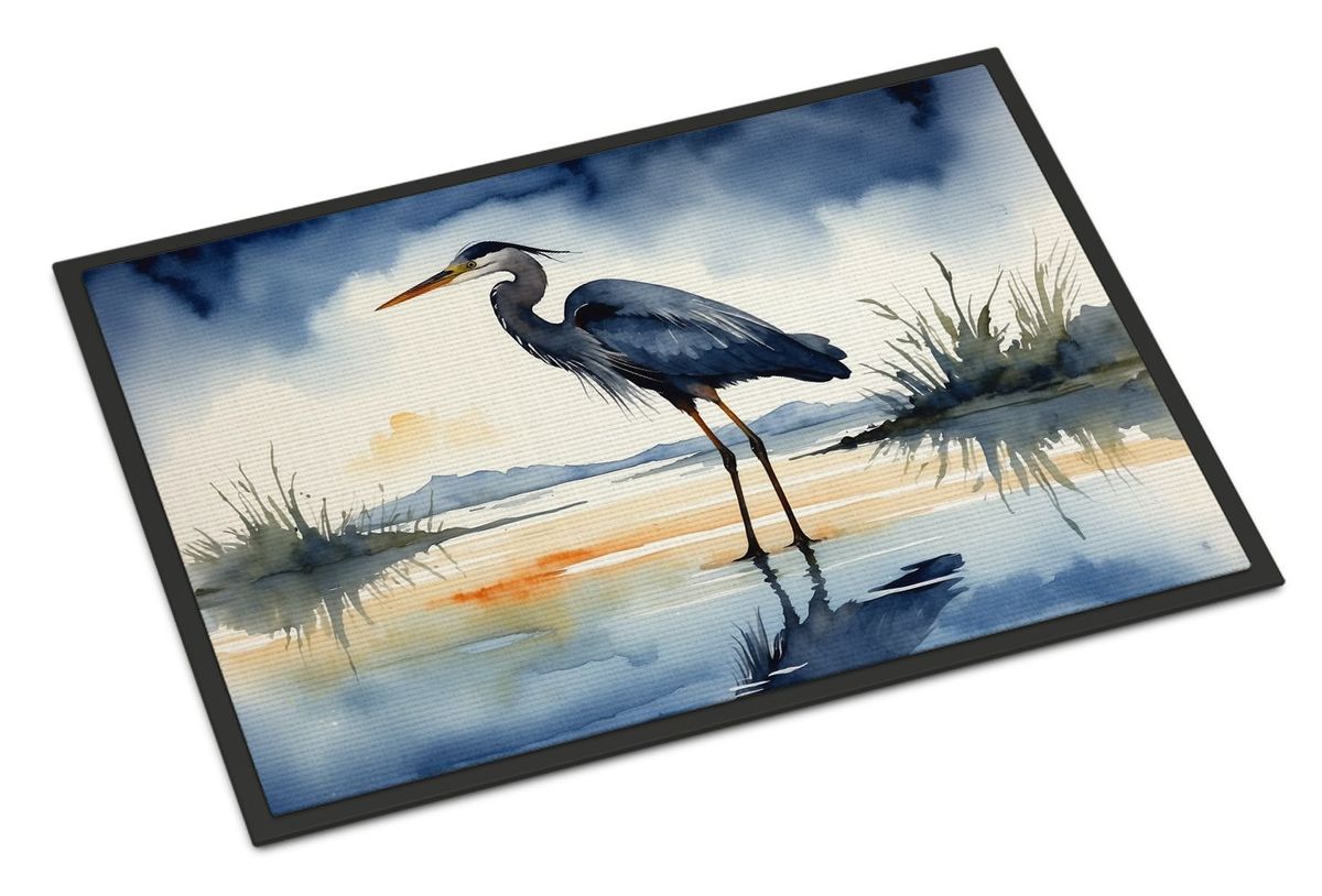 Blue Heron Barely Lit Sky Doormat Front Door Mat Indoor Outdoor Rugs For Entryway, Non Slip Washable Low Pile, 24H X 36W_maomaolike.com