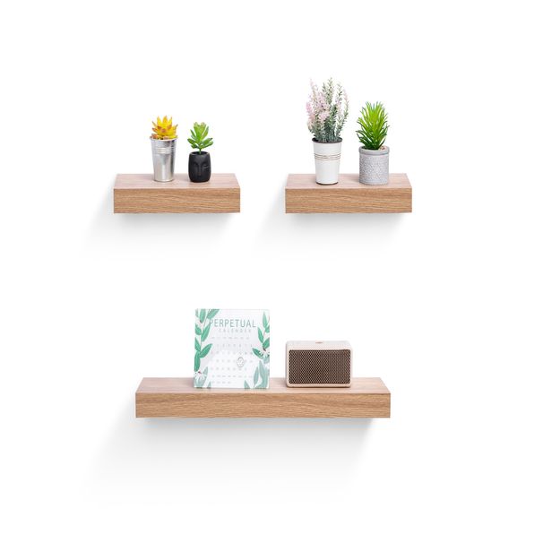 Floating Shelves 23.62" Wall Mounted Wood Shelves For Bathroom, Bedroom, Living Room, Kitchen, Hanging Shelf For Books/Storage/Decor With Invisible Brackets, Maple_maomaolike.com