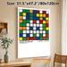 Colorful Cube Grid Painting Poster, Vibrant Geometric Color-blocked Poster, Museum-inspired Artistic Decor Ideal For Home, Office And Art Display_maomaolike.com