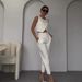 Women's Clothing solid color round neck button top temperament straight pants suit_maomaolike.com