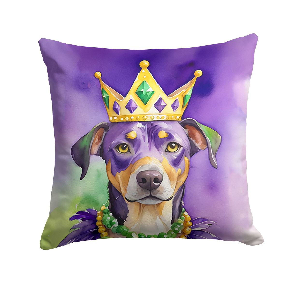 Catahoula King Of Mardi Gras Throw Pillow Machine Washable, Indoor Outdoor Decorative Pillow For Couch, Bed Or Patio, 14Hx14W_maomaolike.com