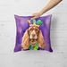 English Cocker Spaniel King Of Mardi Gras Throw Pillow Machine Washable, Indoor Outdoor Decorative Pillow For Couch, Bed Or Patio, 18Hx18W_maomaolike.com
