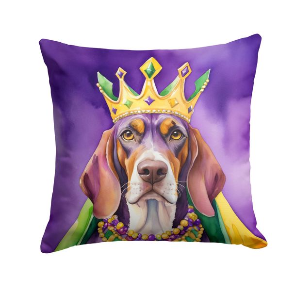 American English Coonhound King Of Mardi Gras Throw Pillow Machine Washable, Indoor Outdoor Decorative Pillow For Couch, Bed Or Patio, 14Hx14W_maomaolike.com