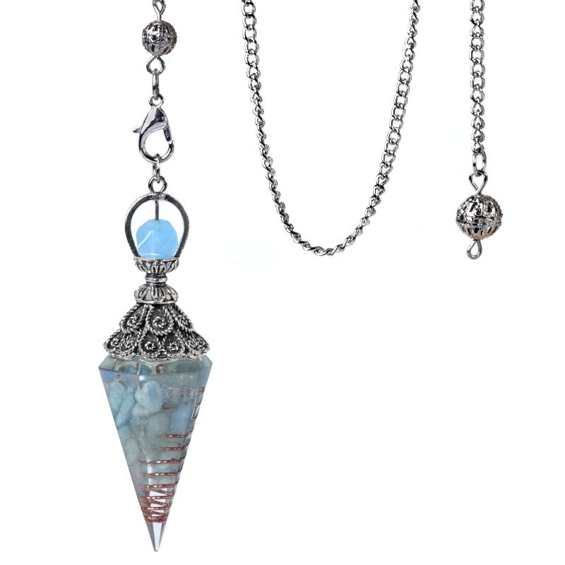 Natural Stone Spirit Pendulum Pendant Latticed Chain Energy Luck Mysterious Reiki Resin For Jewelry Making Accessories_maomaolike.com