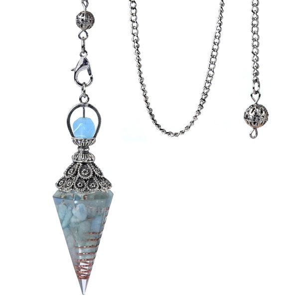 Natural Stone Spirit Pendulum Pendant Latticed Chain Energy Luck Mysterious Reiki Resin For Jewelry Making Accessories_maomaolike.com