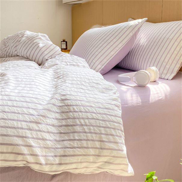 Wholesale INS Girl Heart Korean Skin-Friendly Bubble Wrinkled Yarn Four-Piece Princess Style Washed Cotton 4-Piece Set_maomaolike.com