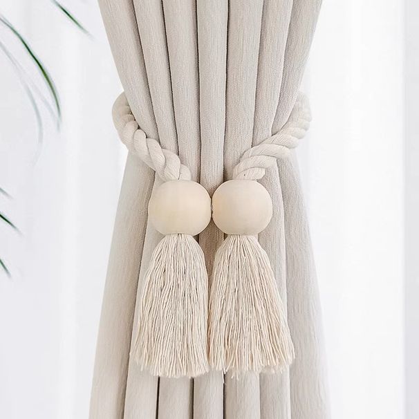 Natural Wood Magnetic Snap Ring Decorative Creative Tassel Rope Nordic Ins Tie Curtain Buckle_maomaolike.com