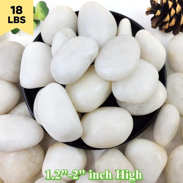 18 Lbs/8kg Black/white Pebbles For Landscaping, 1.8-2.6 Inch River Stones For Aquariums, High Polished Natural Decorative Stones For Vase Filling Fish Tanks, Horticultural River Stones For Aquariums_maomaolike.com