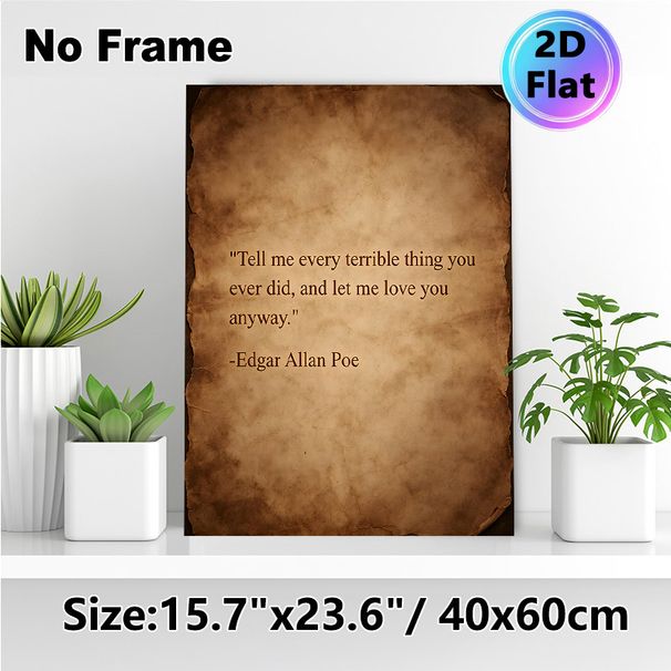 Edgar Allan Poe Quote Painting Poster, Vintage Aged Parchment-style Poster, Meaningful Love Quote Wall Art For Bedroom, Study Space_maomaolike.com