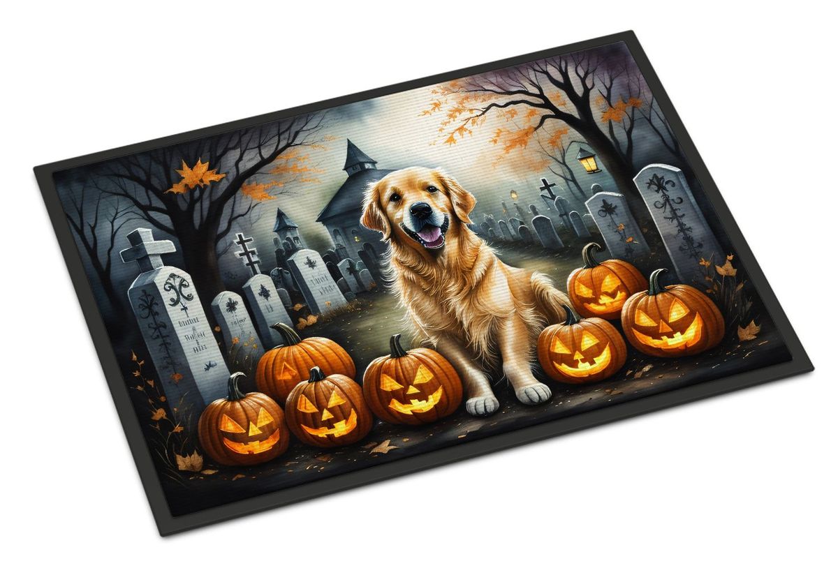 Golden Retriever Spooky Halloween Doormat Front Door Mat Indoor Outdoor Rugs For Entryway, Non Slip Washable Low Pile, 24H X 36W_maomaolike.com