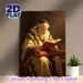 Elderly Scholar Reading Painting Poster, Warm-toned Realistic Oil Painting Style Poster, Serene Elegant Artwork Suitable For Study, Living Room And_maomaolike.com