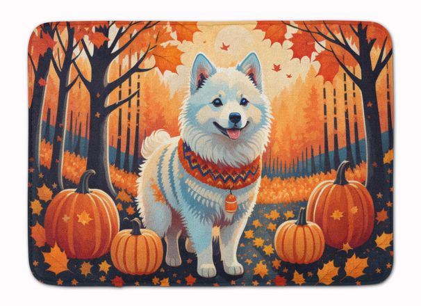 American Eskimo Fall Memory Foam Kitchen Mat Machine Washable Anti-Fatigue Mat Cushion Comfort Bath Mat Or Kitchen Rug_maomaolike.com