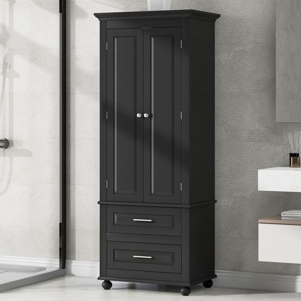 Tall Storage Cabinet With Two Drawers For Bathroom/Office_maomaolike.com
