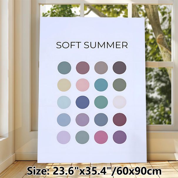 Soft Summer Color Palette Painting Poster, Muted Pastel Round Dot Pattern Poster, Stylish Color Reference Ideal For Home Studio, Living Room Decor_maomaolike.com