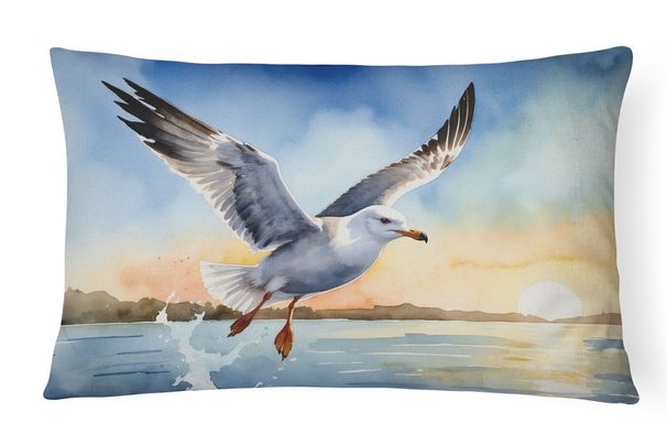 Birds, Birds, Birds Throw Pillow Throw Pillow For Indoor Couch Bed Outdoor Patio Washable, Gull Flying Low 7516,12Hx16W_maomaolike.com