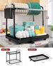 Sakugi 2-Tier Dish Drying Rack - Stainless Steel Dish Rack With Cutlery & Utensil Holders For Kitchen Counter, Sink Organization And Storage_maomaolike.com