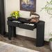 TREXM Entryway Table With Fluted Design Modern Console Table With Storage Oval Top And 2 Drawers For Entryway And Living Room Black_maomaolike.com