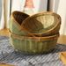 Storage Household Round Rattan Steamed Bun Fruit First Layer Green Woven Products Bamboo Basket_maomaolike.com