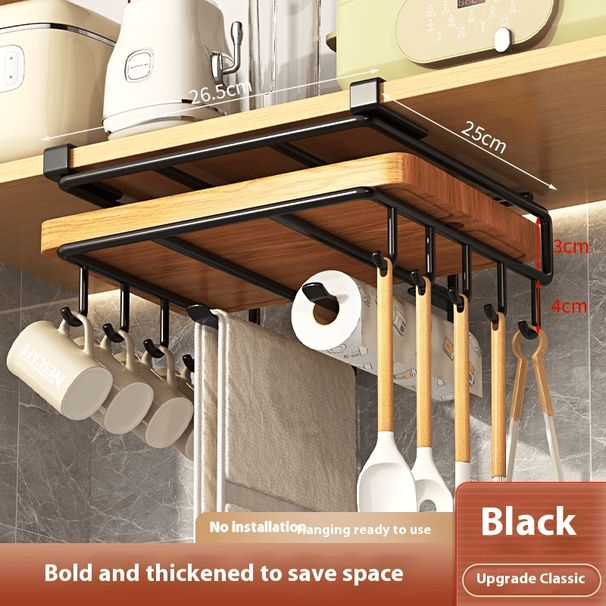 Storage Mug Hooks Rack Under Cabinet Each With Fixed Sticker, 6 Hooks Cup Holder Hanger, Ties Belts Scarf Hanging Hook Rack, Mug Hook Hanger Under Shelf Without Drilling Kitchen Utensil Hanger_maomaolike.com