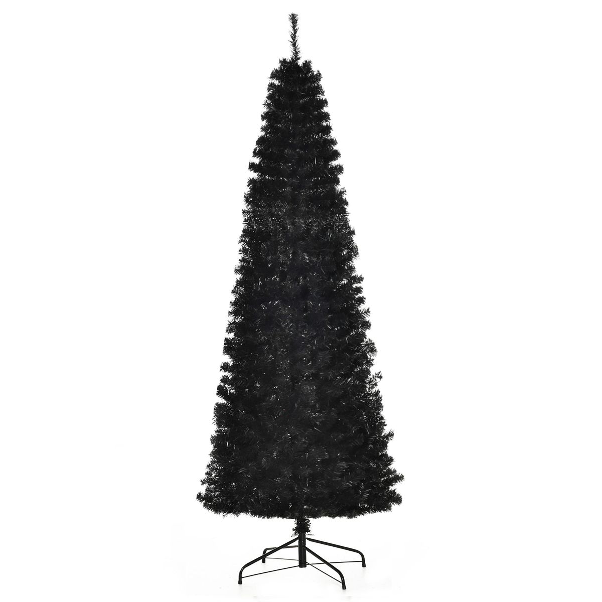7ft Pencil Christmas Tree, Unlit Artificial Christmas Tree Slim Douglas Fir Xmas Tree With Realistic Branches, Halloween Tree With 818 Tips, Black_maomaolike.com