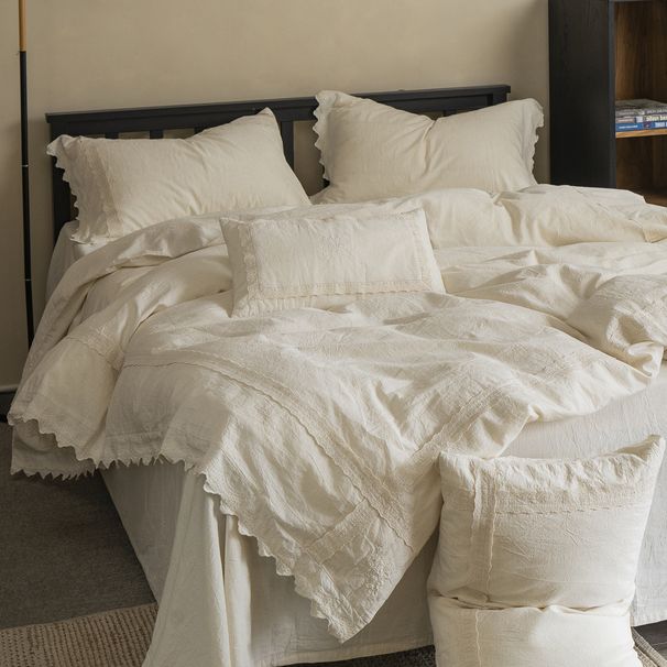 Nordic Boho 2026 New Model A-Class Vintage Light French Cotton-Linen Bed And Duvet Cover Four-Piece Set With Embroidered_maomaolike.com