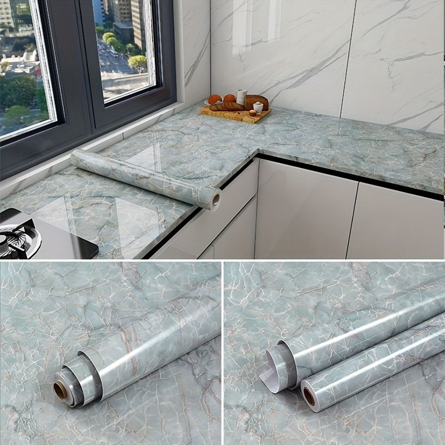 Green Jade Self-Adhesive Peel Stick Waterproof Marble Wallpaper Bathroom Suitable For Cabinets And Kitchens_maomaolike.com