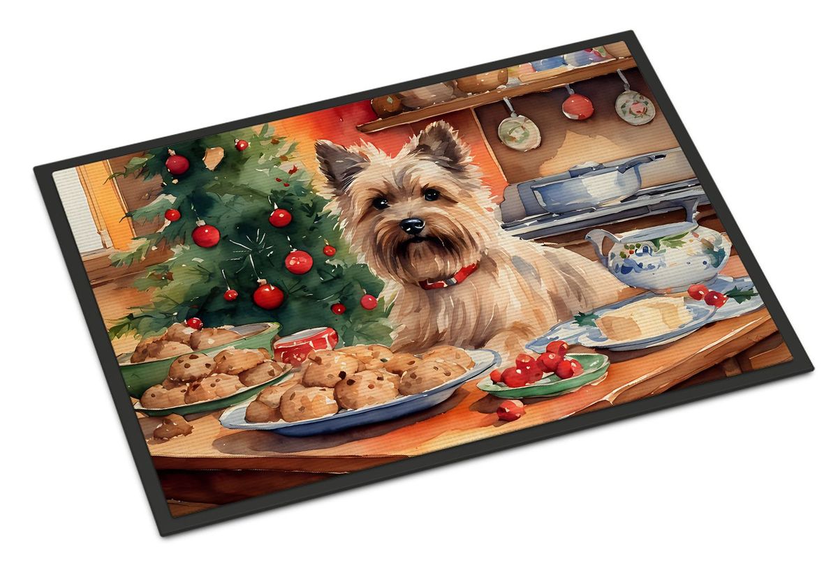 Cairn Terrier Christmas Cookies Doormat Front Door Mat Indoor Outdoor Rugs For Entryway, Non Slip Washable Low Pile, 24H X 36W_maomaolike.com