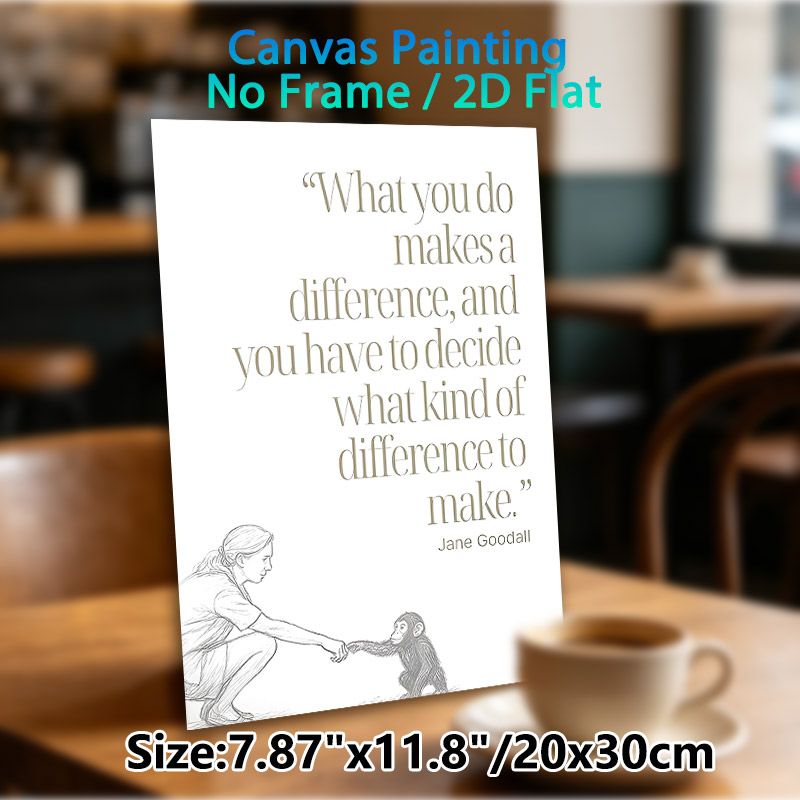 Inspirational Quote & Chimpanzee Painting Poster, Minimalist Monochrome Sketch Poster, Uplifting Motivational Message, Suitable For Home Office And_maomaolike.com