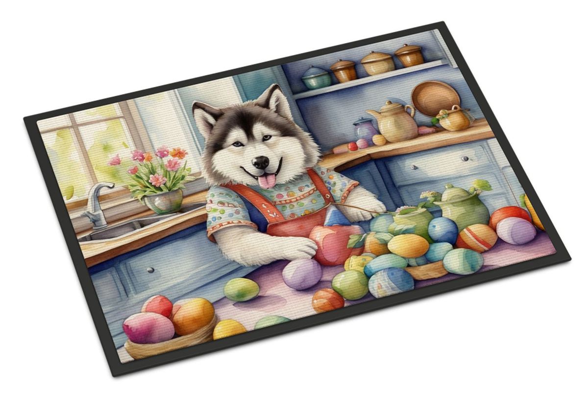 Decorating Easter Alaskan Malamute Doormat Front Door Mat Indoor Outdoor Rugs For Entryway, Non Slip Washable Low Pile, 24H X 36W_maomaolike.com