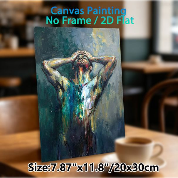 Abstract Male Figure Painting Poster, Vibrant Impasto-style Emotional Half-Nude Figure Poster, Bold Expressive Color Strokes To Add Dramatic Artistic_maomaolike.com