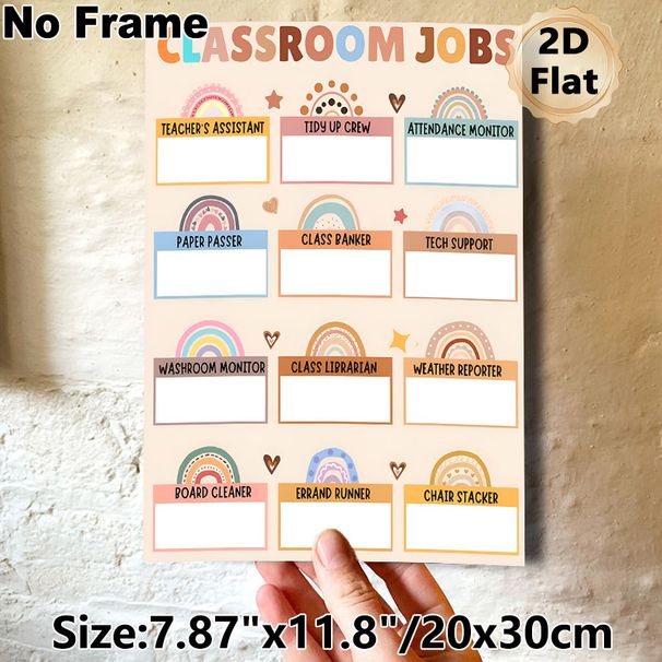 Classroom Jobs Painting Poster, Boho-style Pastel-colored Classroom Duty Chart Poster, Clear Job Slots For Organizing Class Responsibilities, Suitable_maomaolike.com