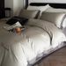 High-End Tencel Cotton Brushed Four-Piece Set Solid Color Simple Embroidery Color-Block Duvet Cover Bed Sheet Thickened Soft Beddi_maomaolike.com