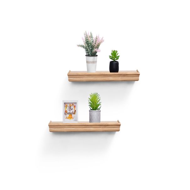 Floating Shelves 17.9" Wall Mounted Wood Shelves For Bathroom, Bedroom, Living Room, Kitchen, Hanging Shelf For Books/Storage/Decor With Invisible Brackets, Maple_maomaolike.com