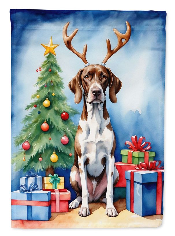 Pointer Christmas Reindeer House Flag Large Porch Sleeve Pole Decorative Outside Yard Banner Artwork Wall Hanging, Polyester, House Size, Multicolor_maomaolike.com