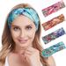 European and American Printing and Dyeing Floral Elastic Cross Headband for Tying Hair and Wearing Sports Printed Headband_maomaolike.com