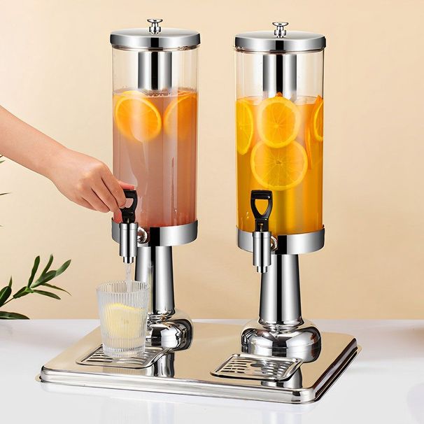SOGA 6L Dual Silver Stainless Steel Beverage Dispenser Ice Cylinder Clear Juicer Hot Cold Water Jug_maomaolike.com