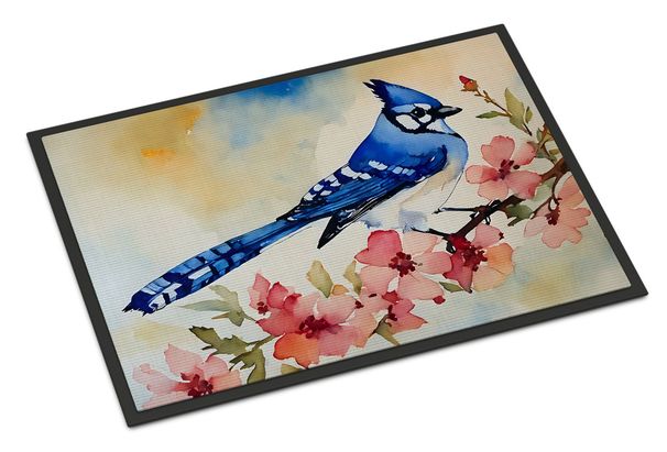 Blue Jay Doormat Front Door Mat Indoor Outdoor Rugs For Entryway, Non Slip Washable Low Pile, 24H X 36W_maomaolike.com