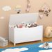 Kids Wooden Toy Box Storage With Safety Hinged Lid For Ages 2+ (White)_maomaolike.com