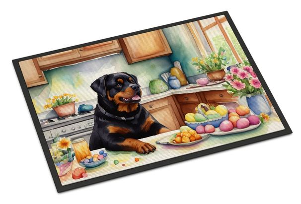 Decorating Easter Rottweiler Doormat Front Door Mat Indoor Outdoor Rugs For Entryway, Non Slip Washable Low Pile, 24H X 36W_maomaolike.com