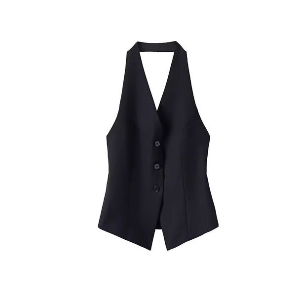 Women's Clothing Halter neck suit vest vest spring new top design niche temperament sleeveless waistcoat_maomaolike.com