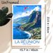 La Réunion Coastal Paragliding Painting Poster, Vibrant Retro Travel Style Poster, Scenic Ocean Cliff View With Paragliding, Ideal Wall Decor For_maomaolike.com