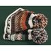 Ethnic Style Knitted For Women, Cute Pom-Pom Color-Block Pullover Yarn Hat, Parent-Child Autumn Winter Warm Ear_maomaolike.com