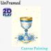 Chalice Themed Painting Poster, Exquisite Blue & Gold Vintage Patterned Chalice With Floral Accents Poster, Elegant Decorative Piece Ideal For Living_maomaolike.com